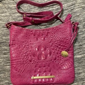 Brahmin Katie Pink Melbourne Crossbody Slim Croco Leather Bag Handbag Purse